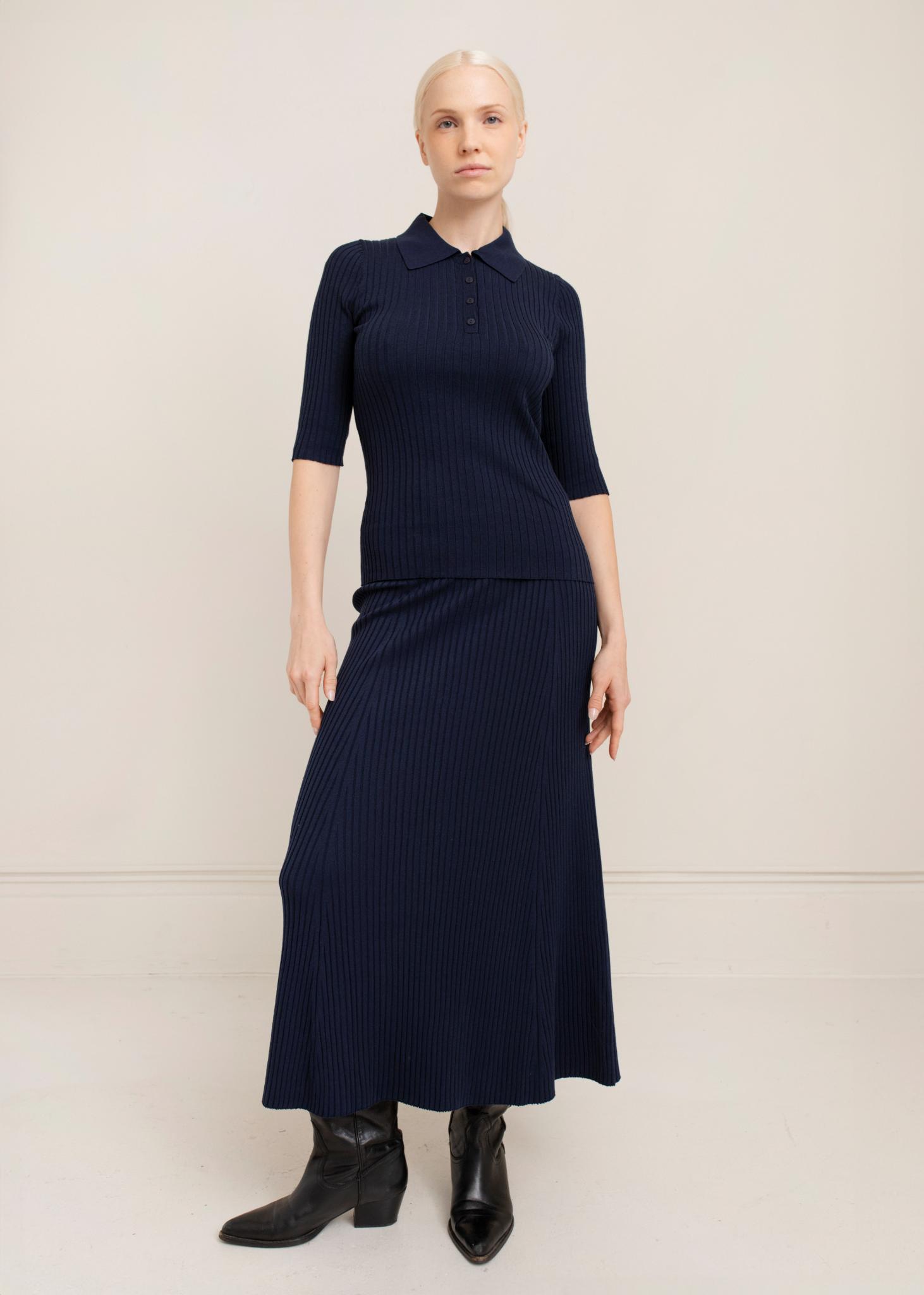 Leona Sweater Knit Rib Polo | USA