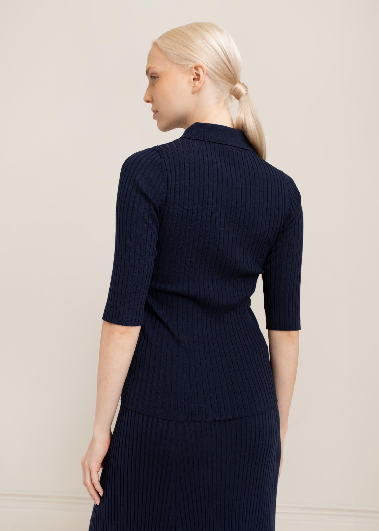 Leona Sweater Knit Rib Polo | USA